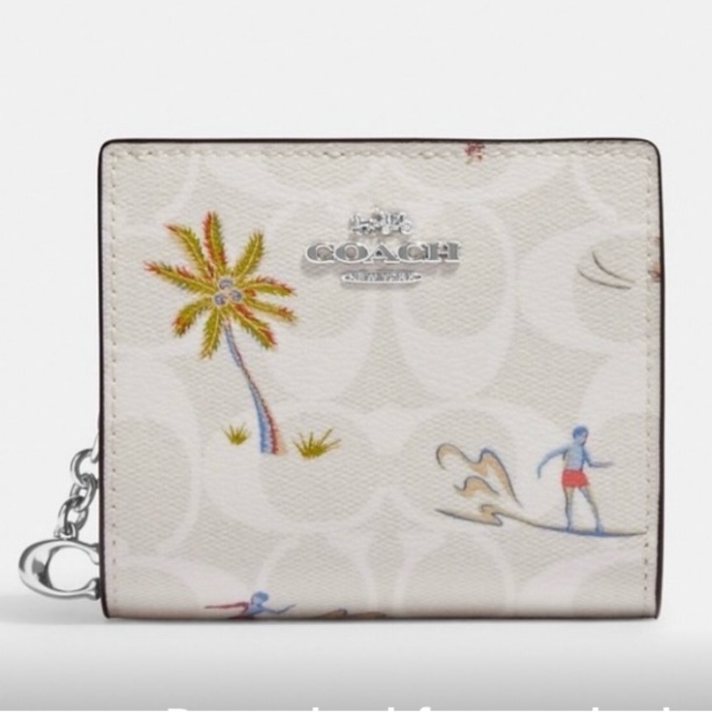 NWT COACH CJ730 SNAP WALLET IN SIGNATURE Hawaiian HULA PRINT